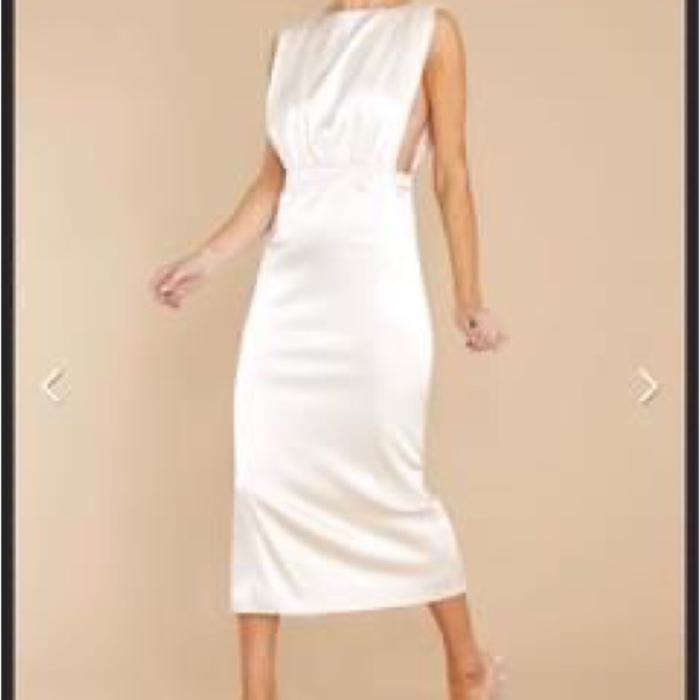 NWOT champagne satin midi dress